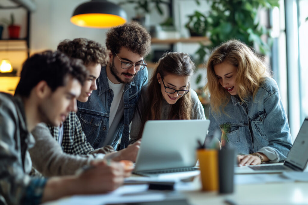 business professionals working on a project as a team in the office for work